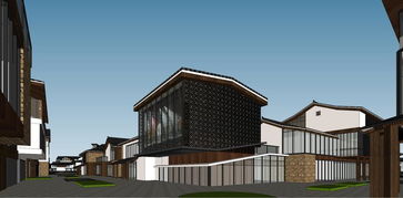 精品云南少数民族中式商业高层别墅建筑及景观方案设计SU模型与高清效果图下载